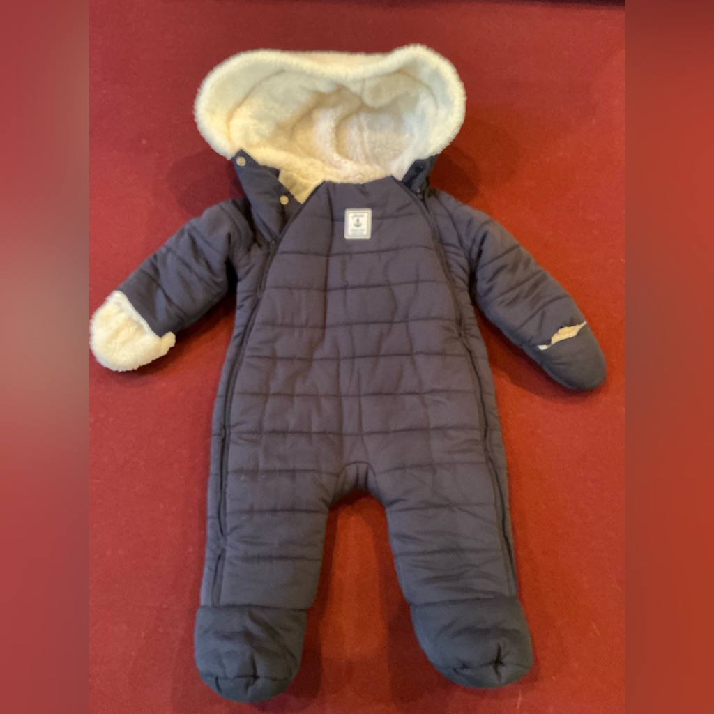Jacadi Paris Dark Blue Quilted Baby Snowsuit 6m